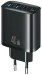 USAMS T70 reisilaadija | 40W | USB-A, USB-C | must