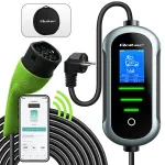 Qoltec Mobiilne EV elektriauto laadija 2-in-1 Type 2 reguleerimisega | 3.5kW | 230V | SCHUKO 16A | Wi-Fi | TUYA | SMART LIFE | LCD | LED | Kaasaskantav | 5m