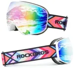 Rockbros SP284 laste suusaprillid uduvastase ja UV-filtriga, hall l&auml;&auml;ts roosa peegliga - valged