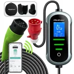 Qoltec Mobiilne EV elektriauto laadija 2-in-1 Type 2 reguleerimisega | 11kW | 400V | CEE 32A | Wi-Fi | TUYA | SMART LIFE | LCD | Kaasaskantav | 5m
