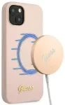 Guess GUHMP13MLSLMGLP iPhone 13 6,1" heleroosa tagakaas Silicone Script Gold Logo Magsafe