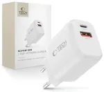 Tech-Protect NCA45W-GAN reisilaadija | 45W | PD, QC, GaN | USB-C, USB-A | valge