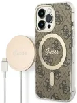 Guess 4G Print telefoni &uuml;mbris MagSafe toega iPhone 13 Pro Max pruun