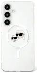 Etui Karl Lagerfeld Button Karl &     Choupette Heads Printed Logo MagSafe Samsung Galaxy S25 biały