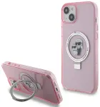 Karl Lagerfeld KLHMP15SHMRSKCP iPhone 15 | 14 | 13 6.1" r&oacute;żowy|pink hardcase Ring Stand Karl&Choupettte MagSafe