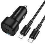 Borofone BZ34A Cloud autolaadija | 20W | PD, QC | USB-C, Lightning | USB-C kuni Lightning kaabliga komplektis | must