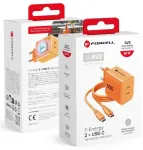 Telefonialaadija Forcell F-Energy GaN III Crystal Color 2x USB C AVS SSFC2.0 60W + silikoonkaabel USB C kuni USB C VT-60 oranž