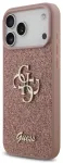 Guess PU Fixed Glitter 4G Metal Logo telefoni &uuml;mbris iPhone 17 Pro Max roosa
