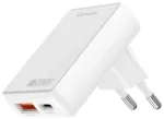 Seinalaadija 4smarts FlatPlug Duos 20W GaN USB-C + USB-A valge