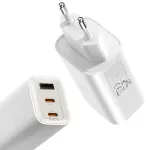 Rock Ice2Cube reisilaadija | 65W | PD, QC, GaN | USB-A, USB-C | valge