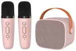 Blavec kaasaskantav Bluetooth k&otilde;lar WS-07 Karaoke Party - 5W 2 mikrofoniga (WS07-2MP) roosa