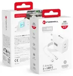 Telefonialaadija Forcell F-Energy GaN III Crystal Color 2x USB C AVS SSFC2.0 60W + silikoonkaabel USB C kuni USB C VT-60 valge