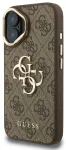 Guess PU 4G Metal Logo Stand kaamera raamiga &uuml;mbris iPhone 16 jaoks, pruun