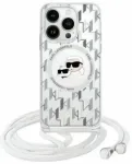 Karl Lagerfeld KLHMP16XHCKCKLCT iPhone    16 Pro Max 6.9" transparent hardcase IML Crossbody Monogram Karl & Choupette Head MagSafe