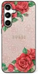 Etui Guess Leather 4G Flowers Print       Metal Classic Logo MagSafe Samsung Galaxy S25 r&oacute;żowy