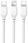 XO NB103 3-in-1 andmeedastus- ja laadimiskaabel | USB-A kuni Lightning, USB-C, Micro USB | 10.5W | 1m | valge