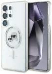 Etui Karl Lagerfeld Button Karl & Choupette Heads Printed Logo MagSafe Samsung Galaxy S25 Ultra biały