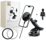 TECH-PROTECT MM15W-V5 MAGNETIC MAGSAFE DASHBOARD & VENT CAR MOUNT WIRELESS CHARGER 15W BLACK/BLACK