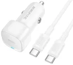 Borofone BZ34A Cloud autolaadija | 20W | PD, QC | USB-C | USB-C kuni USB-C kaabliga komplektis | valge