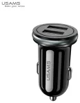 Usams US-CC050 C4 Universaalne Auto DC 12-24V Kahe USB Pistikupesaga 2.4A Kohanduv Kiirlaadija Must