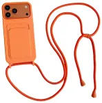Silicone telefoni &uuml;mbris kaarditaskuga ja &uuml;le&otilde;larihmaga iPhone 17 Pro | iPhone 18 Pro oranž