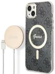 Zestaw Guess GUBPP14MH4EACSK Case+ Charger iPhone 14 Plus | 15 Plus 6.7" czarny|black hard case 4G Print MagSafe