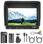 NEEWER F100 v&auml;limonitor + USB-laadija + akukomplekt