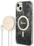 Guess komplekt GUBPP14MHMEACSK &uuml;mbris + laadija iPhone 14 Plus 6,7" must k&otilde;va &uuml;mbris Marble MagSafe