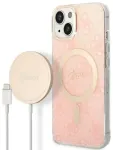 Zestaw Guess GUBPP14MH4EACSP Case+ Charger iPhone 14 Plus | 15 Plus 6.7" r&oacute;żowy|pink hard case 4G Print MagSafe