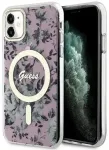 Guess GUHMN61HCFWSP iPhone 11 | Xr 6.1" pink|pink hardcase Flower MagSafe