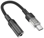 Adapter AUX USB C to Jack 3,5 mm Hoco 0,15 m LS37 l&auml;bipaistev must