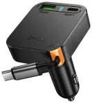 HOCO NZ18 autolaadija | 65W | PD, QC | USB-C, USB-A | sisseehitatud v&auml;ljat&otilde;mmatava USB-C kaabliga | must