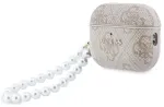 Guess PU 4G Classic Logo Pearl Strap Kaitse&uuml;mbris AirPods Pro 3 k&otilde;rvaklappidele, roosa
