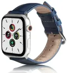 Beline nutikella rihm Apple Watch (42/44/45/49 mm) jaoks | nahkne | sinine