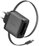 ENERGEA Ampcharge Arc 65 reisilaadija | 65W | PD, QC, PPS, GaN | USB-C, USB-A | USB-C kuni USB-C kaabliga komplektis | hall