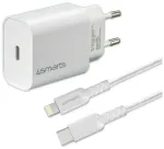 4smarts VoltPlug reisilaadija | 20W | PD | USB-C | USB-C kuni Lightning kaabliga komplektis | valge