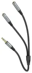 Kaabel AUX 2in1 Jack 3,5 mm (isane) kuni 2 x Jack 3,5 mm (emane) Hoco 0,25 m UPA21 metallhall