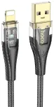 HOCO U121 andmeedastus- ja laadimiskaabel | USB-A kuni Lightning | 12W | 1.2m | must, l&auml;bipaistev