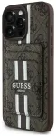Etui Guess 4G Stripes z portfelem Magsafe do iPhone 16 Pro Max brązowy