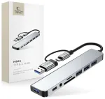 Tech-Protect HB06 HUB adapter 8in1 TYPE-C + USB2.0 + USB3.0 + SD|TF + AV3.5 - hall