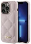 Guess GUHCP15XPSQSQSP Quilted Metal Logo telefoni &uuml;mbris iPhone 15 Pro Max roosa