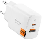 Spigen Essential EE202EU reisilaadija | 20W | USB-C, USB-A | valge