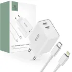 Tech-Protect C35W v&otilde;rgulaadija | 35W | PD | USB-C, Lightning | Lightning kaabel komplektis | valge