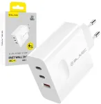 Blavec seinalaadija BC-11 GaN - USB + 2xType C - QC PD 65W 3A (TCBC11G-U2CW653A) valge