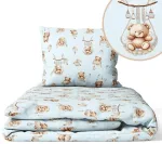 Voodipesukomplekt BEARS in the BASKETS blue K-2P120 (tekk, padi)