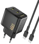 Dudao A28PCEU reisilaadija | 45W | PD, GaN | USB-C | USB-C kuni USB-C kaabliga komplektis | must