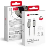 Forcell F-Energy C234 data transfer and charging cable | USB-A to USB-C | QC 4.0 | 66W | 2m | silver
