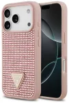 Case Guess Rhinestone Triangle Logo for iPhone 17 Pro pink