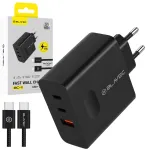 Blavec seinalaadija BC-11 GaN - USB + 2xType C - QC PD 65W 3A koos Type C kuni Type C kaabliga (TCBC11G-U2CB653A) must