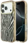 Guess IML Zebra Glitter Triangle Logo telefoni &uuml;mbris MagSafe toega iPhone 18 Pro | iPhone 17 Pro kuldne (sebra)